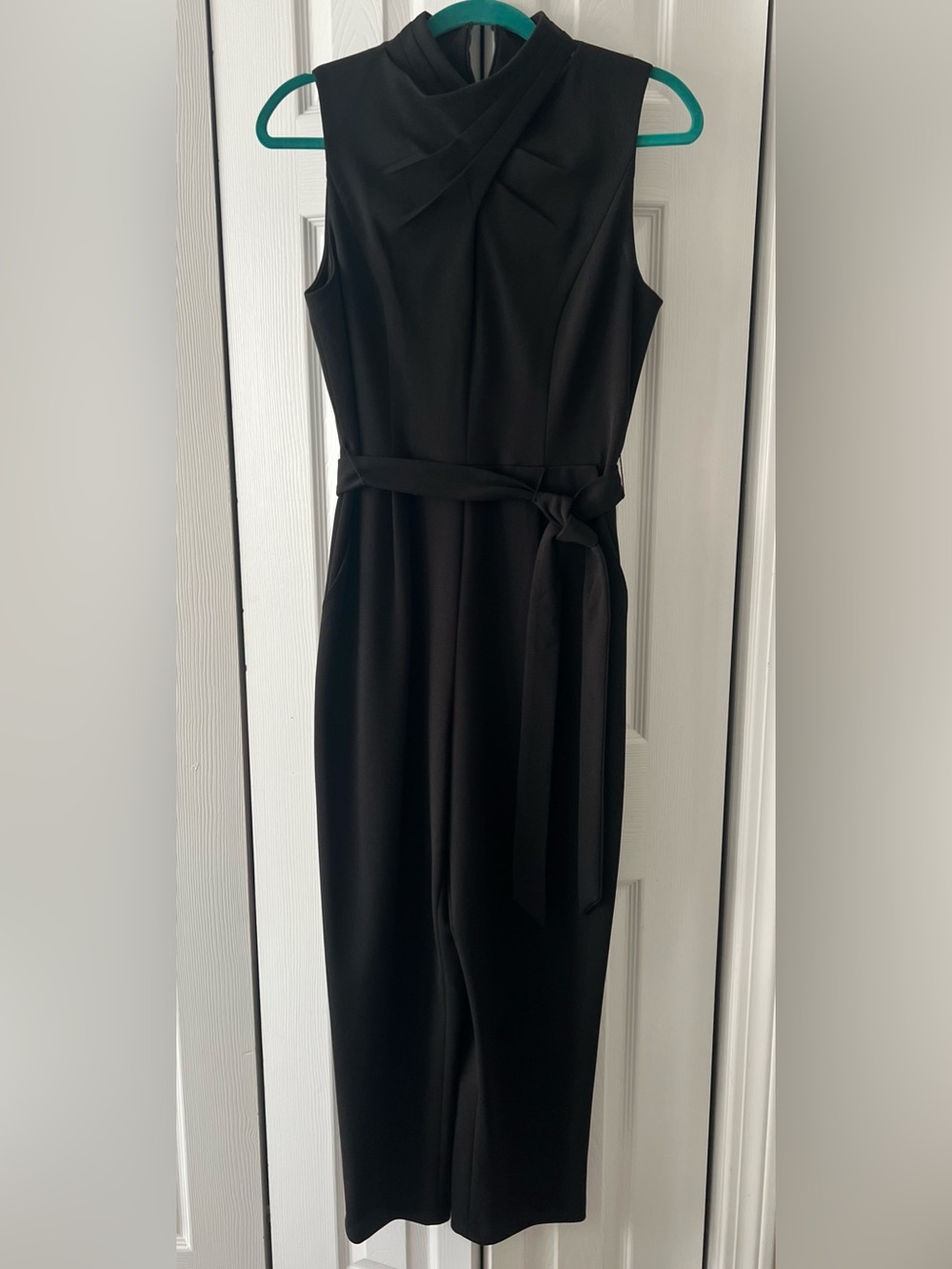 Calvin Klein Black Sleeveless Tie-Waist Jumpsuit